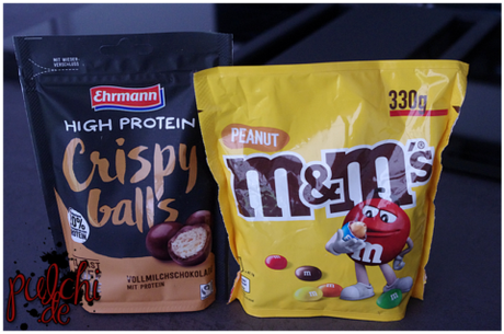 Ehrmann High Protein Crispy Balls Vollmilchschokolade || M&M’S Peanut