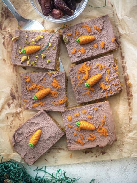 Vegane Carrot Cake Schnitten (ohne Backen)