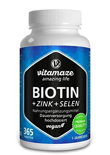 Biotin hochdosiert 10.000 mcg + Selen + Zink für Haarwuchs, Haut & Nägel - Der...