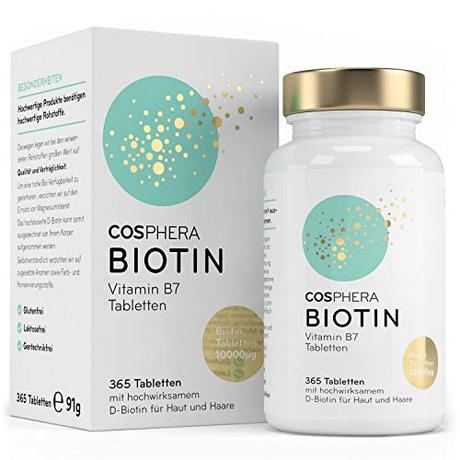 Biotin Tabletten - Hochdosiert mit 10.000 mcg D-Biotin pro Tablette - 365 vegane...