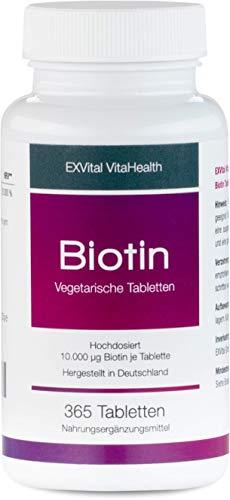 Biotin, EXVital für Haare, Haut und Fingernägel, hochdosiert, 10.000 µg, 365...