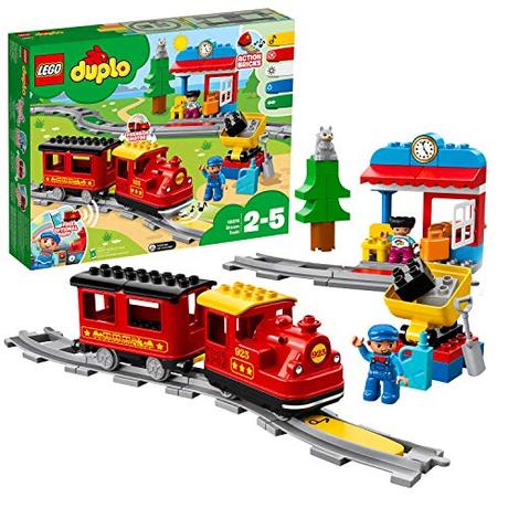 LEGO 10874 DUPLO Dampfeisenbahn, Spielzeugeisenbahn mit Licht & Geräuschen und batteriebetriebenem Push-&-Go-Motor, Spielzeug für Kleinkinder ab 2 Jahre