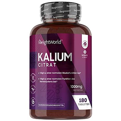 Kalium Tabletten - 1000mg je Tagesdosis - 180 Kaliumcitrat Tabletten für 3 Monate -...