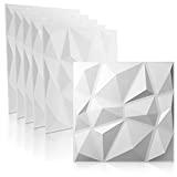 WANEELL - 3D Wandpaneele Diamond Design - 12x 50cm x 50cm Wandplatten ( 3qm ) - Hochwertige PVC Paneele ideal für die Gaming Wand - Auch als Deckenpaneele verwendbar…