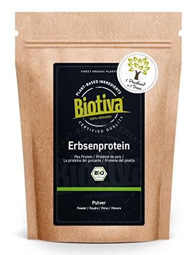 Biotiva Erbsenprotein-Pulver Bio 1kg - 83% Proteingehalt - 100% Erbsen-Proteinisolat...