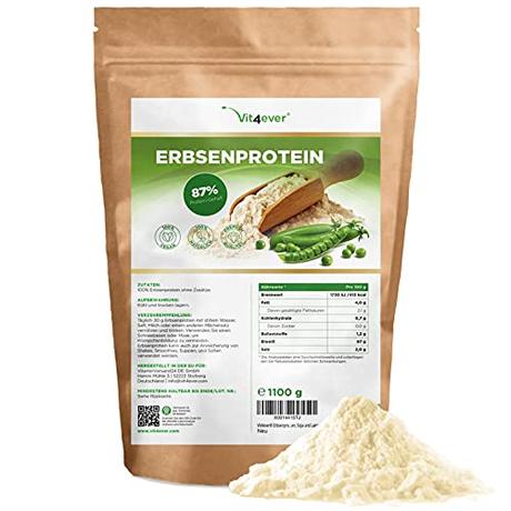Erbsenprotein Pulver 1,1 kg / 1100 g - 87% Proteingehalt - 100% Erbsen-Proteinisolat...
