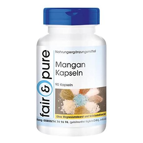 Mangan Kapseln - 4mg als Mangangluconat - gut resorbierbar durch Gluconatform - vegan...