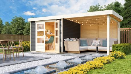 Gartenhaus-aus-Holz-mit-Überdachung