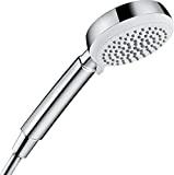 hansgrohe wassersparender Duschkopf Crometta 100, Sparduschkopf, Duschbrause, 4 Strahlarten, Antikalk-Funktion, Weiß/Chrom