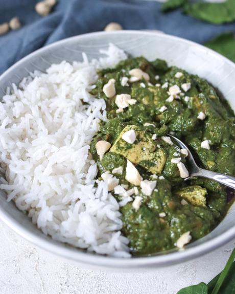 Palak Paneer mit Tofu (Veganes Spinatcurry)