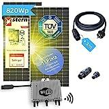 Balkonkraftwerk 600w komplett Steckdose - Balkonkraftwerk Set mit 2x Solarpanel 410W Risen Titan 410M I Wechselrichter 600W I 3m Schuko I Balkon Solaranlage 600w komplett I Photovoltaik Komplettanlage