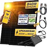 Solakon® 840W Balkonkraftwerk 800W / 600W komplett Steckdose - Upgradebarer Wechselrichter - Solaranlage Komplettset - 420W Bifaziale Solarmodule & 600W/800W Wechselrichter TSUN & Zubehör - 5m Kabel
