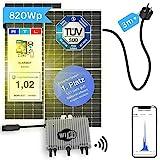 Balkonkraftwerk 600w komplett Steckdose - Balkonkraftwerk Set mit 2x Solarpanel 410W Risen Titan 410M I Wechselrichter 600W I 3m Schuko I Balkon Solaranlage 600w komplett I Photovoltaik Komplettanlage
