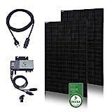 NuaSol Balkonkraftwerk 830W Solarmodul (2x415W) | 600W Wechselrichter | All Black Photovoltaik Solaranlage Steckfertig WIFI Smart | Plug & Play