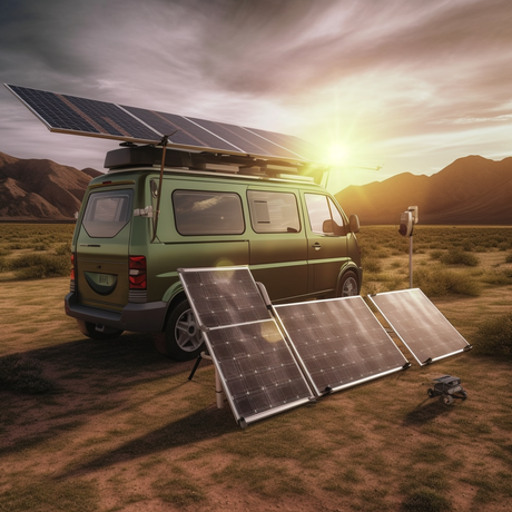 Solartasche im Einsatz vor Wohnmobil