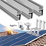 Solarmodul Halterung Ziegeldach Befestigungssystem, Alu Solarpanel Halterung Photovoltaik Dachhaken Schiene Montageset für 2 Module, Photovoltaik Halterung Ziegeldach für SolarPanel 30MM Dicke