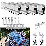 TEOV Photovoltaik Solar Ziegeldach Montage Set 2 Module Befestigung Schiene Dachhaken, Befestigungssystem Solar Alu Halterung Ziegeldach Montageschiene Set Solarmodul 30MM Dick