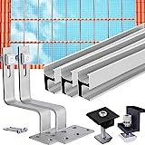 Warmfay Photovoltaik Halterung Ziegeldach Set, PV Befestigung Ziegeldach mit Schiene Dachhaken Schwarze Klemme für 2 Solarpanel, Alu Solarmodul Halterung Ziegeldach Unterstützung 30MM Dicke Modul