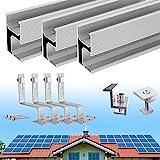 Warmfay Solar Halterung Ziegeldach Montageset, Erweitert Photovoltaik Montageschiene Dachhaken Solarpanel Halterung für 2 Module, Alu Solarmodul Halterung Ziegeldach Anwendbar Solarmodule Dick 30-35mm