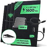 Solarway Balkonkraftwerk 1600W Komplett Steckdose, 4 x 400W JaSolar-Module, 1 x Deye Wechselrichter mit APP&WiFi + Schuko Anschlusskabel 5m, Plug&Play (Flachdach Halterung)