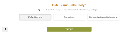 Daraufhin geben Sie an, in welcher Art von Haus die Wärmpeupmpe eingebaut werden soll