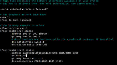 IPv6 Adresse einem Debian 12 Server zuweisen