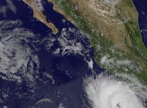 Hurrikan DORA jetzt Kategorie 2 - erstes Satelliten-Echtfoto in Farbe, 2011, aktuell, Dora, Hurrikan Satellitenbilder, Hurrikanfotos, Hurrikansaison 2011, Mexiko,
