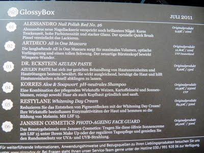 Glossy Box Juli 2011 - unpacked