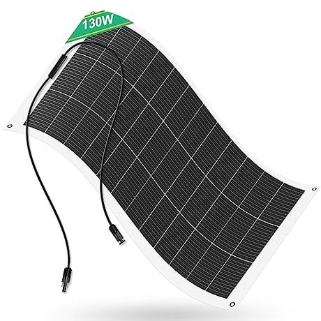 ECO-WORTHY 130W 12V Solarpanel Flexibel Monokristallines Solarpanel, Solarmodul mit Ladekabel...