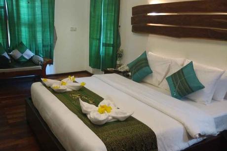 Bett in einem Hotel in Kambodscha