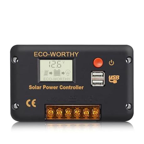 ECO-WORTHY 30A Laderegler Solar 12V/24V, Solar Laderegler Intelligenter Regler mit zwei...