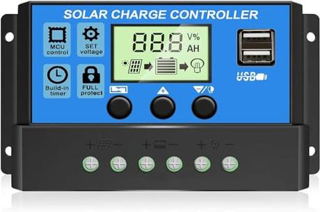 [Verbessert] 30A Solarladeregler 12V/24V Solar Ladegerät Controller, PWM Solarpanel...