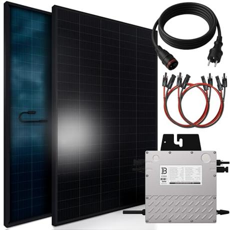 SUNNIVA 920W Balkonkraftwerk BIFAZIAL FULLBLACK komplett Steckdose Beny 800W Wechselrichter, PV...