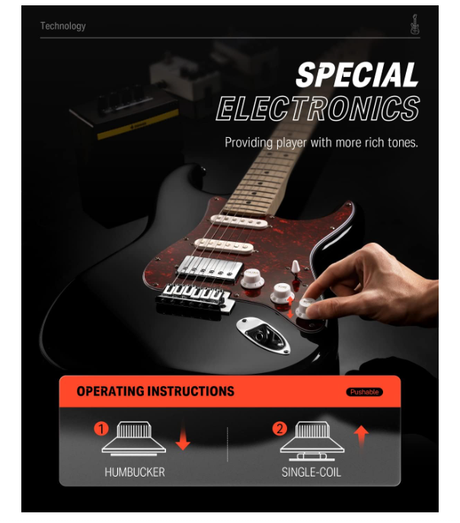 Donner E-Gitarren-Set 39 Zoll – E-Gitarre mit HSS für Einsteiger