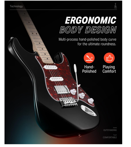 Donner E-Gitarren-Set 39 Zoll – E-Gitarre mit HSS für Einsteiger