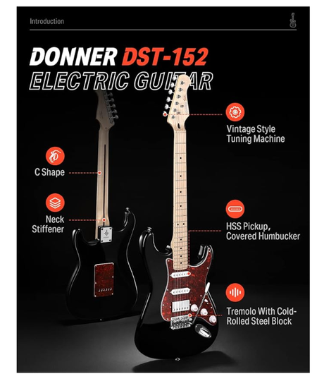Donner E-Gitarren-Set 39 Zoll – E-Gitarre mit HSS für Einsteiger