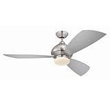 Westinghouse Lighting cm Deckenventilator FANtastic 78008 mit Einzelleuchte und drei Flügeln, Ausführung in gebürstetem Chrom mit Opalmilchglas 7800840
