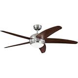 Westinghouse Lighting 132 cm Deckenventilator Bendan 72557 mit Einzelleuchte und fünf Flügeln, Ausführung in seidenmattem Chrom mit Opalmilchglas [Energieklasse G]