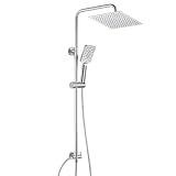 JOHO Duschset ohne Armatur, Chrom Edelstahl Duschsystem, Wassersparend Regendusche set, Überkopfbrause set, Duschgarnitur, eckige Kopfbrause 20x20cm