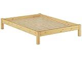 Erst-Holz®Doppelbett Massivholzbett Kiefer Natur 140x200 Futonbett Bettrahmen Einzelbett Rollrost 60.35-14