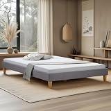 Homestyle4u Polsterbett 140x200 mit Matratze & Lattenrost, Grau