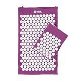 Bodhi VITAL Akupressurmatten-Set | Massagematte & Kissen inkl. Tasche | Nadelkissen zur Selbstmassage | Entspannungsmatte gegen Nacken und Rückenschmerzen | Fakirmatte für zu Hause | aubergine