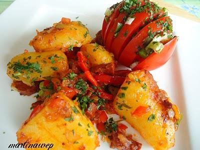 Chorizo -Kartoffelpfanne mit Tomaten - Igeln