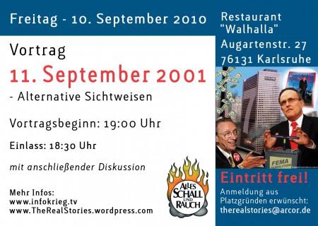 Einladung zum Vortrag über den 11. September 2001 (Karlsruhe, 10. September 2010)