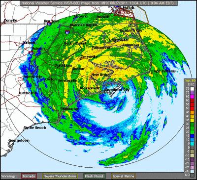 Radar Live Stream Loop: Wo exakt befindet sich Hurrikan IRENE gerade?, aktuell, 2011, Atlantik, August, Hurrikansaison 2011, Irene, North Carolina, Live Stream Satellitenbild, 