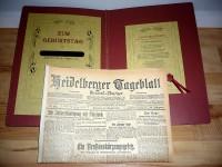 Geschenkzeitungs-Set mit Mappe, Urkunde und alter Zeitung
