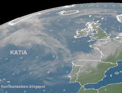 Welcher Satellit sieht KATIA live nach Europa kommen?