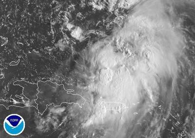 Tropischer Sturm MARIA schleicht nach Norden, und die Regenzone dehnt sich nach Süden auf Puerto Rico aus, Maria, Satellitenbild Satellitenbilder, Radar Doppler Radar, Puerto Rico, Karibik, Dominikanische Republik, Punta Cana, September, aktuell, 2011, Hurrikansaison 2011, 
