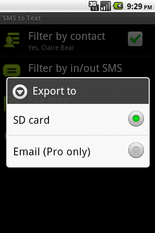 SMS to Text – Exportiere ausgewählte oder alle SMS auf deine Speicherkarte