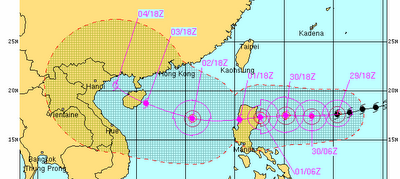 Es bleibt dabei: Taifun NALGAE kommt ziemlich sicher morgen (Samstag, 1. Oktober) als Kat-3-Hurrikan nach Luzon / Philippinen